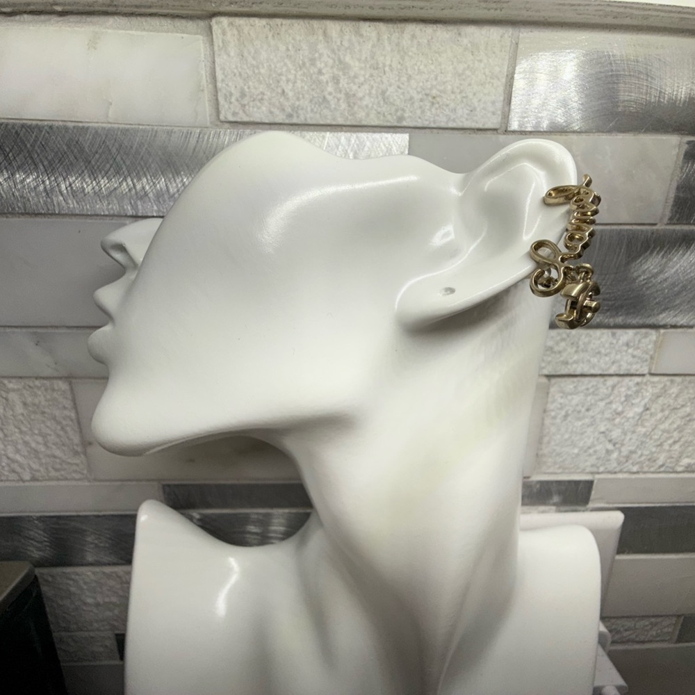 PrelovedCHANEL Cursive Gold Logo clip on Earrings